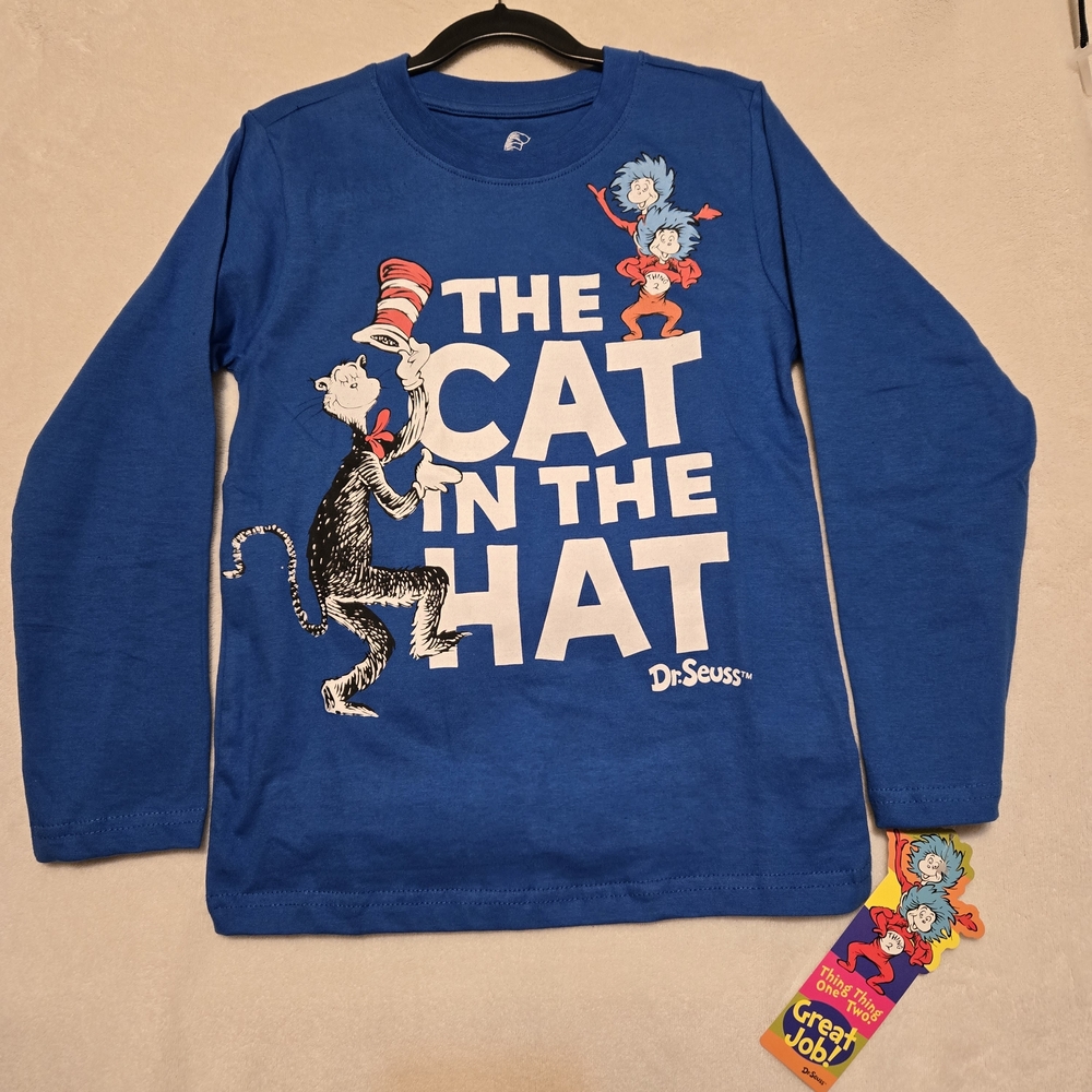 Dr. Seuss Blue 'The Cat in the Hat' Kids Shirt Size 7